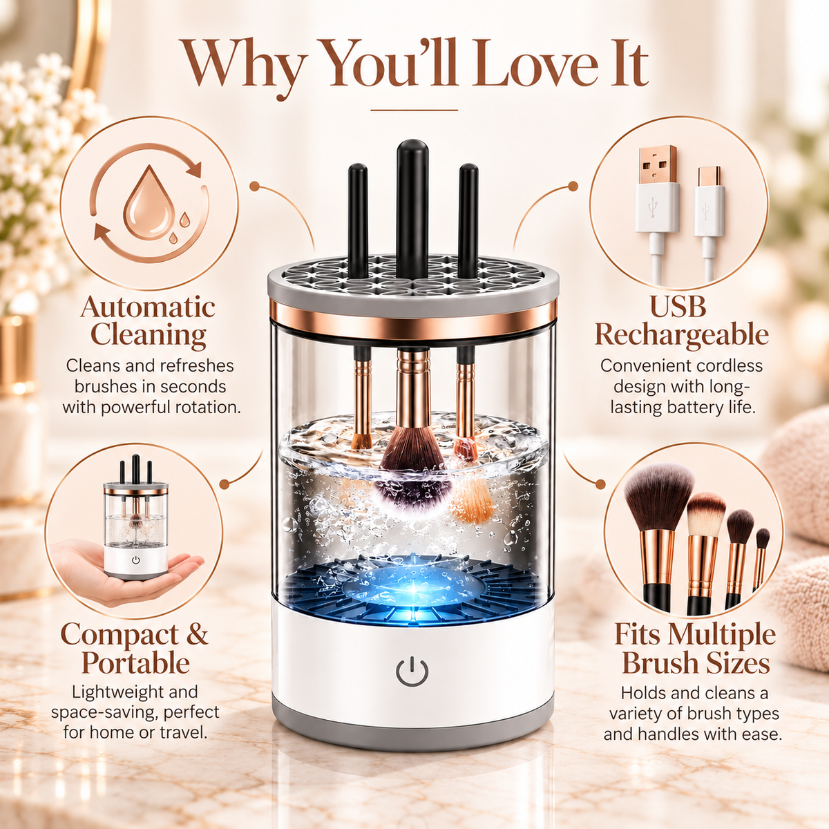 Veyora Automatic Makeup Brush Cleaner